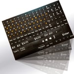 Durable Black With orange Letters Russian Keyboard Sticker Standard Layout