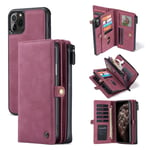 CaseMe 2-i-1 iPhone 11 Pro Max fodral med plånbok - Röd