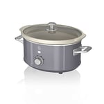 Swan SF17021GRN Retro Slow Cooker with 3 Temperature Settings, Keep Warm Function, 3.5L, 200W, Retro Grey