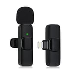 Trådlös Bluetooth-mikrofon för mobiltelefon, minikrofon för videoinspelning, YouTube-streaming/vlog, brusreducering (iOS med 1 mikrofon) iOS