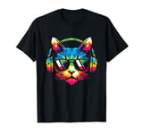 Cat With Headphones Tie Dye - Vintage Cat Kitten Music Lover T-Shirt