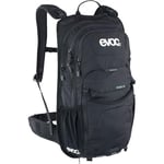 EVOC STAGE 12, backpack (adjustable shoulder straps with BRACE LINK, AIR FLOW CONTACT SYSTEM, with reservoir bag, tool bag and compression straps, One Size), Black