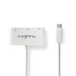 Nedis USB Multi-Port Adapter | 3-i-1 | USB 3.1 | USB-C™ Hane | USB-A Hona / USB-C™ Hona / VGA hona 15p | 5 Gbps | 0.20 m | Rund | Nickelplaterad | PVC | Vit | Blister