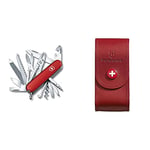 Victorinox - 1.3773 - Couteau 15 P - Mixte Adulte - Rouge & Etui cuir pour Couteau Suisse, rouge