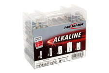 ANSMANN batteri - 14 x AAA - Alkalisk - med 12 x AA, 4 x C, 4 x D og 1 x E-blok 9 V batterier