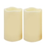 2 PCS 3" x5" Waterproof Outdoor Battery Operated Flameless LED Pillar Candles with Timer Flickering Plastic Resin Electric Decorative Light for Lantern Patio Garden Home Decor Party Wedding Decoration
