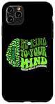 Coque pour iPhone 11 Pro Max Be kind To Your Mind Green Ribbon Brain Retro Groovy Woman