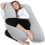 Chilling Home Coussin de Grossesse Rafraîchissant en Forme de U avec Housse en Jersey Plus Respirant, Grand Oreiller de Positionnement pour Femme et Dormeur Latéral (Gris)