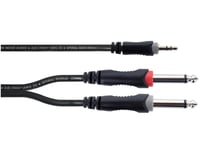 Cordial 14864 Audio Y-Adapter [1X Jack-Plugg 3,5 Mm - 2X Jack-Plugg 6,3 Mm (Mono)] Pvc-Jacka, Dubbelkabel