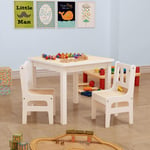 Childrens Table and 2 Chairs Kids Activity Wooden Furniture Set Playroom Bedroom