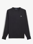 Fred Perry Taped Long Sleeve T-shirt, Black, Size 2Xl, Men