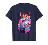 Tiger Yokai and Vaporwave Aesthetic Design T-Shirt