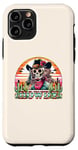 Coque pour iPhone 11 Pro Rétro Cowgirl Western Rodéo Howdy Squelette Coucher de Soleil Désert