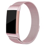 Fitbit Charge 3 luxury milanese watch band replacement - Size: L / Pink