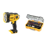 Dewalt DCL043-XJ XR Cordless LED Spotlight, 18V, 30cm x 20cm x 20cm, Black/Yellow & DT7969-QZ, 32 Piece XR Professional Magnetic Screwdriver Bit Accessory Set, Yellow