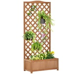 Garden Wooden Planter Box with Trellis Flower Raised Bed