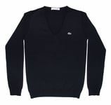 Genuine Lacoste Womens Eclipse Blue V Neck Jumper Sweater Size 38 UK 10