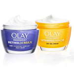 Olay Regenerist Retinol 24 Max Night Cream and Day Gel Cream with VitaminC, 50ml
