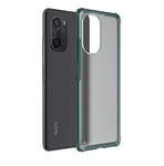 GOGME Case for Xiaomi Poco F3/Xiaomi Mi 11i 5G, Slim Fit Frosted TPU Silky Matte Finish Rubber Case, Crystal Clear Back [Anti-Yellow] Shockproof Stylish Silicone Cover, Dark green