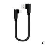 25cm Kort Laddningskabel Vinkel USB C Typ C Micro USB 8-polig Kabel black for type c