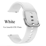 Steel Buckles Strap Soft Silicone Wristband Breathable White For Amazfit Gtr 47mm
