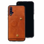 TG Huawei Nova 5T - Tänkvärt Skal med Kortfack Ljusbrun