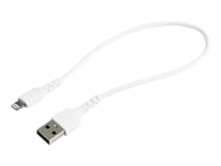 Startech.Com 30 Cm Hållbar Vit Usb-A- Till Lightning-Kabel, Robust Och Kraftig Aramidfiberkabel Från Usb Typ A Till Lightning-Laddare/Synkronisering, Apple Mfi Certified Ipad/Iphone 12 Pro Max - Iphone 7/8/11/11 Pro - Lightning-Kabel - Usb Han Til L