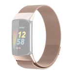 Fitbit Charge 5 / 6 - Milanese band i rostfritt stål L 23 mm Champagne