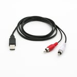 Usb A-hane till 2x Rca Phono-hane Av-kabel Led Pc Tv Aux Audio Video Adapter