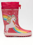 Lelli Kelly Unicorn Rainbow Wellington Boot, Pink, Size 2.5 Older