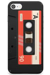 Retro Cassette Tape - Red Slim Phone Case for iPhone 7/8 / SE TPU Protective Light Strong Cover with Mixtape Vintage Vintage Music Old School