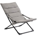 Hopfällbar stol med avtagbar dyna, flexibel trädgårdsstol, campingstol, solstol, Textilene, stål, grå, 66x94x79 cm för trädgård,
