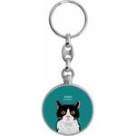 Toff London Black and White Cat Head Keyring TLK-227-VAR