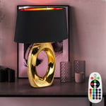 Etc-shop - Lampe à poser gold liseuse de salon textile télécommande dans un set comprenant des ampoules led rgb