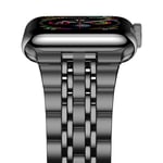 iitee Compatible with Apple Watch Strap 45mm 44mm 42mm, Upgraded Version Stainless Steel Link Bracelet iWatch Band Series 7/6/5/4/3/2/1 for Men, Space Gray-7 Rows