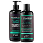 Kerargan - Duo Hydratant Shampoing & Après-Shampoing à l’Huile de Coco pour Cheveux Déshydratés et Abîmés - Nourrit le Cuir Chevelu - Sans Sulfate, GMO, Silicone, Huile Minérale - 2x500 ml