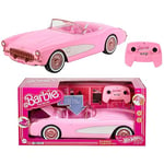 Hot Wheels RC Barbie Corvette, Battery-Operated Remote-Control Toy Car from Barbie The Movie, Holds 2 Barbie Dolls, Trunk Opens for Storage, HPW40