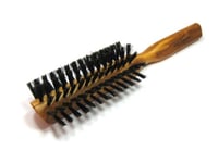 Golddachs Brosse à sèche-cheveux demi-cercle en bois d'olivier avec poils de sanglier, 7 Rangs