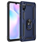 VGANA Case Compatible for Xiaomi Redmi 9AT, Tough Armor Anti Fall and Car Magnet Ring Foldable Holder Function Protective Cover. Blue