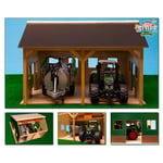 Kids Globe - 610338 - Maquette - Bâtiment de ferme en bois pour 2 tracteurs - Echelle 1:16