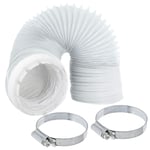 SPARES2GO Universal 4m Vent Hose + Adapter for Tumble Dryer + 2 x Pipe Clamp Clips