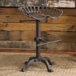 Elm home and garden Pub Bar Stool Vintage Cast Iron Tractor Style Seat Adjustable Kitchen brown