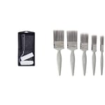 Harris 101092201 Essentials Mini Roller Set for Walls & Ceilings with Tray and Frame, 4” Emulsion & Gloss Roller Sleeves & Essentials Walls & Ceilings Paint Brush Set | Pack of 5 | 0.5", 1", 1.5", 2"