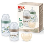 NUK for Nature Start Lot de 4 biberons et tétines, 0 à 6 mois, matières premières 100 % naturelles, 2 biberons (150 ml et 260 ml), 2 tétines en silicone, sans BPA, 4 pièces