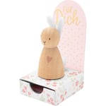 GRUSS & CO 48604 - Motif Lapin décoratif en Bois - avec Oreilles en Feutre et cœur imprimé - Hauteur : 5,3 cm - Cadeau de Pâques, nid de Pâques, décoration de Pâques