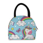 Linomo Cute Unicorn Rainbow Lunch Bag Cooler Bag Insulated Lunch Box Tote Bag Handbag for Kids Boys Girls Womens Men