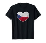 Czech Republic Flag Heart Grunge Retro Vintage T-Shirt