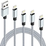 IDISON Câble Chargeur iPhone, 4 Pack (3M 2M 2M 1M) iPhone Cable Lightning Apple MFi Nylon Fast Chargeur Câble Compatible iPhone 14 13 12 Max Mini Pro XS XR 8 plus 7 Plus 6S 5S 5C