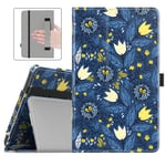Dadanism Folio Case Fits All-New Amazon Kindle Fire 7 Tablet (9th Generation, 2019 Release Only), Premium PU Leather Lightweight Slim Shockproof Smart Stand Cover with Auto Wake/Sleep - Tulip Blue