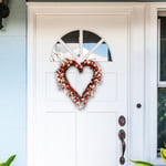 Valentine Wreath Front Door Wreath 20 LED Lights Heart Shape For Family